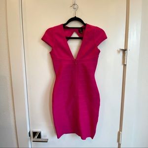 NWOT Zip-Front Bandage Dress - Hot Pink